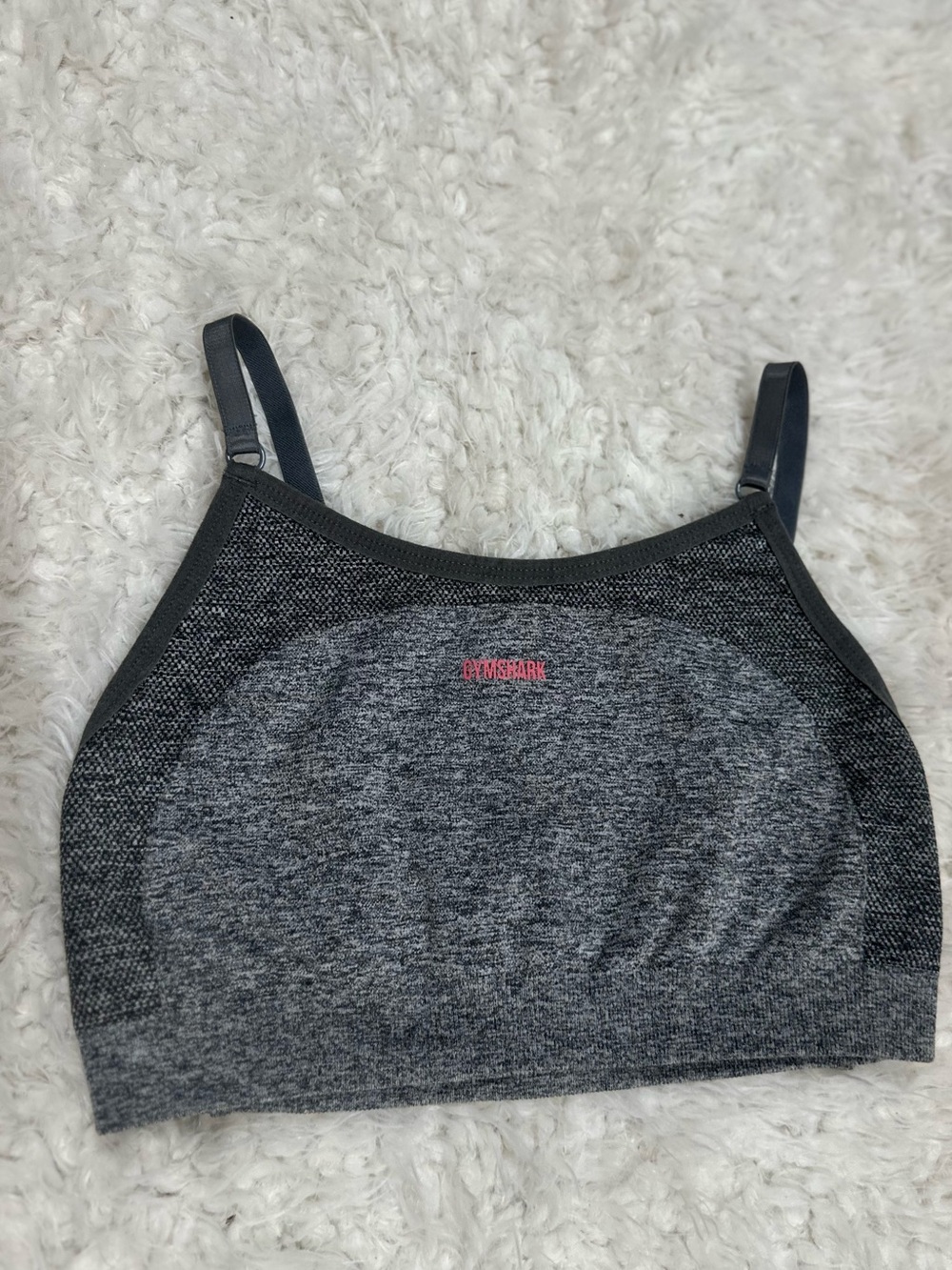 Gymshark Charcoal and Dark Grey Sports Bra with Pink Logo